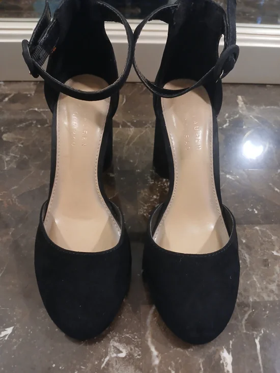 Classic Black Ankle-Strap Block Heels - Picture 7 of 10